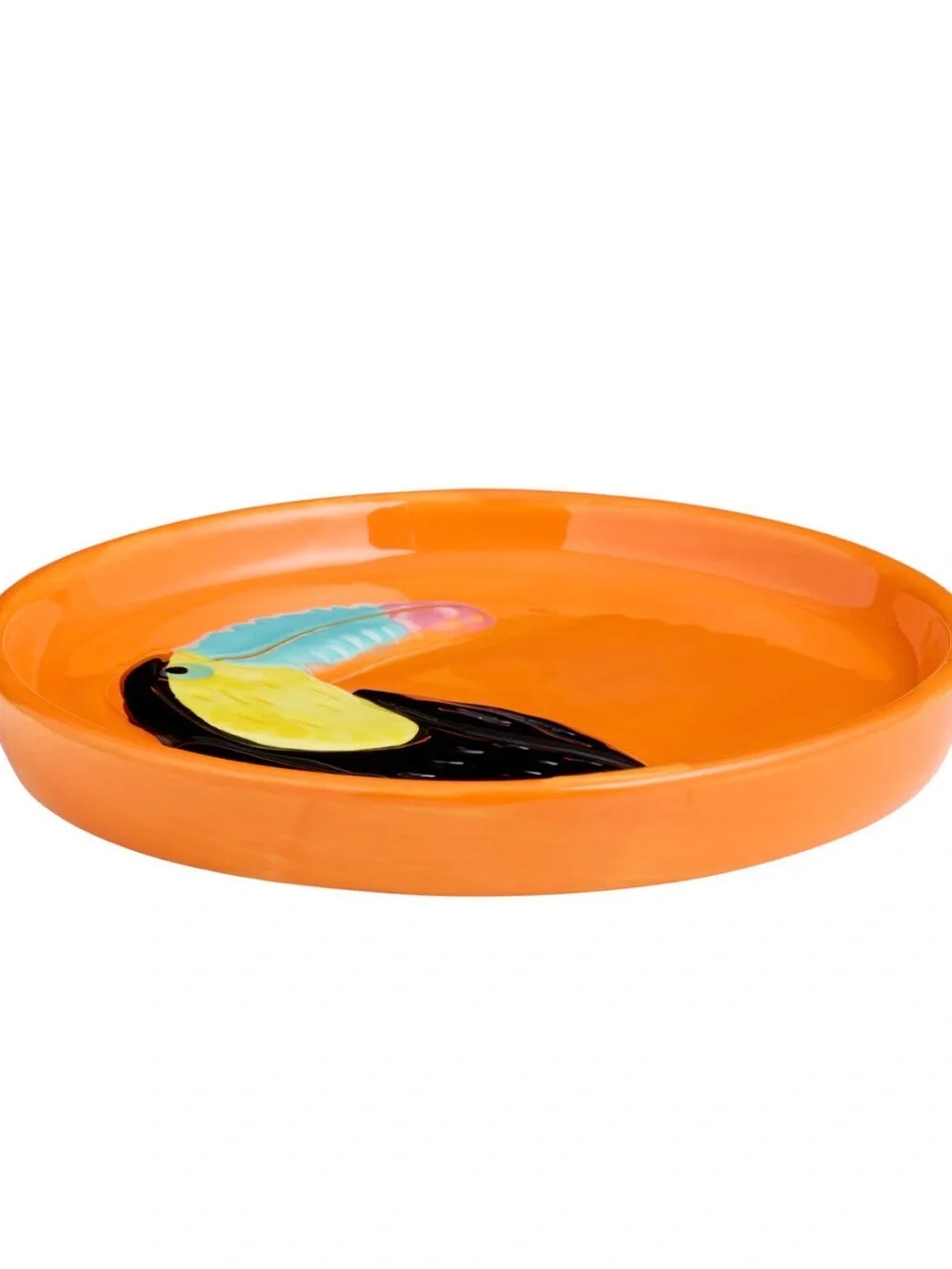1 Orange Toucan Hand Painted Appetizer Plate New - Whimsical Tropical Summer